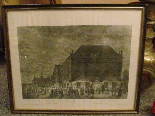 P. FOUQUET Jnr !! Framed Vintage Dutch Line Engraved Print-Gezicht van de Nieuwe Schouwberg