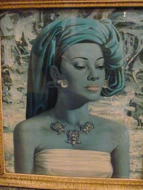 TRETCHIKOFF !! Rare Framed Vintage Tretchikoff Pint on Fine Material - Balinese Girl