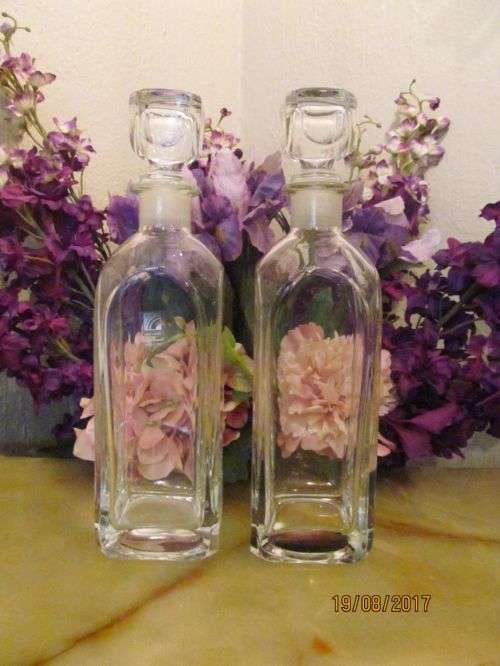 LUIGI BORMIOLI !! Pair of Vintage Strauss Italian Art Glass Whiskey Decanters by Luigi Bormioli