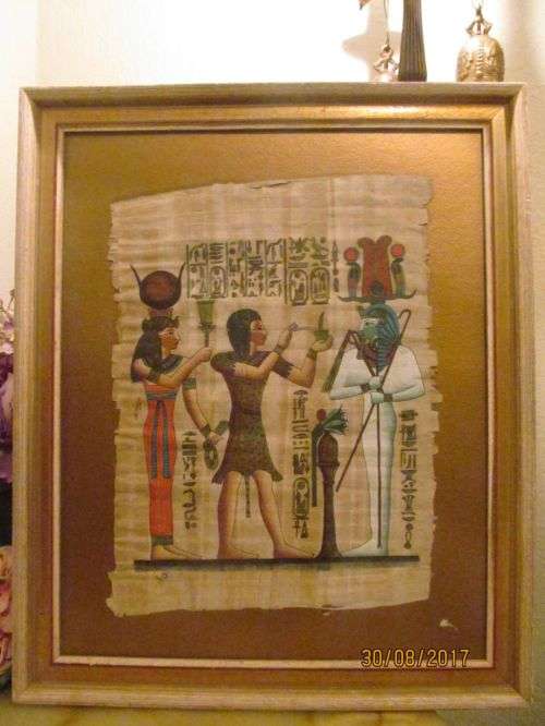 LOST IN TIME !! Framed Vintage Decorative Egyptian Papyrus Art - Signed
