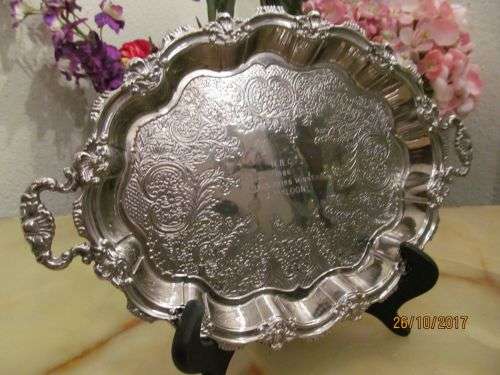 ORNATE PRESENTATION !! Vintage Silver Plated Sweets / Bon Bon Presentation Tray - Personalized