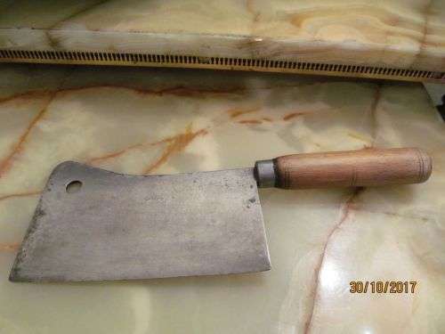 ALLES KAPUT !! Vintage German Ahrems Good Line Steel Meat Cleaver with Wood Handle