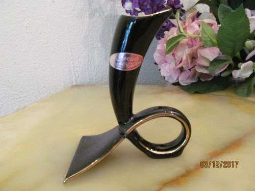 ROSE CRESCENT !! Vintage Lot of Two Oriental Fine Porcelain Crescent Potteries Bud Vases