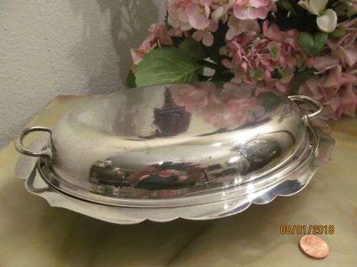 ASSIZE SERVING !! Vintage 1937 Silver Plated Lidded Serving Pan/Dish - Presented to