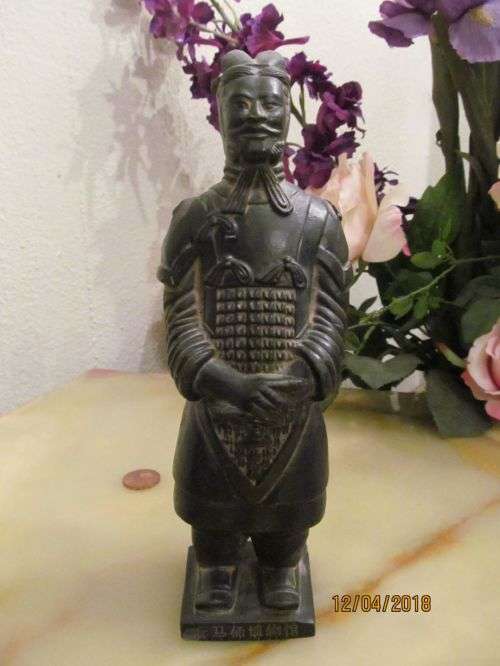 TERRA COTTA !! Vintage Black Terracotta Warrior Figurine - Replica of Emperor Quins Tomb Warrior