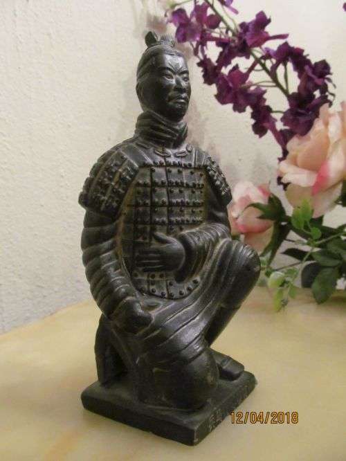 TERRA COTTA 2 !! Vintage Black Terracotta Archer Figurine - Replica of Emperor Quins Tomb Warriors