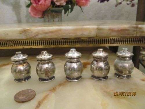 ADORAWARDIAN !! Vintage Lot of Edwardian Silver Plated Salt n Pepper Shakers - 3 of Each