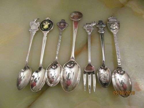 ROLEX ETC !! Lot of 7 Collectable Silver Plated Souvenir Spoons - Cooper Bros, Rolex etc