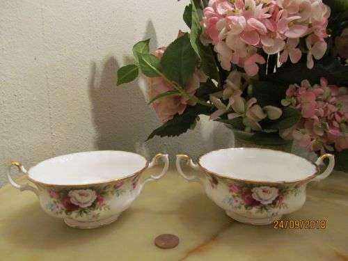 ROYAL ALBERT !! Collectable 1980 - 2001 Lot/set of Two Fine Porcelain Celebration Cream Soup Bowls