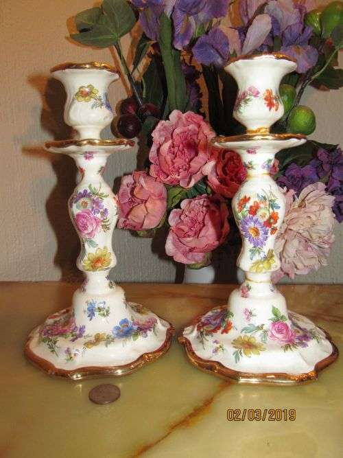 BELGIAN EPIC !! Very Rare Vintage Lot/Set of Two Boch Freres Keralux Belgian Candlesticks