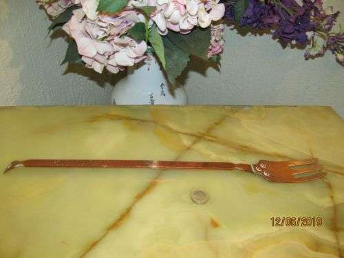 BACK AT THE RANCH !! Vintage Lot/Set of Large Solid Copper Ladle Strainer Spoon & Fork