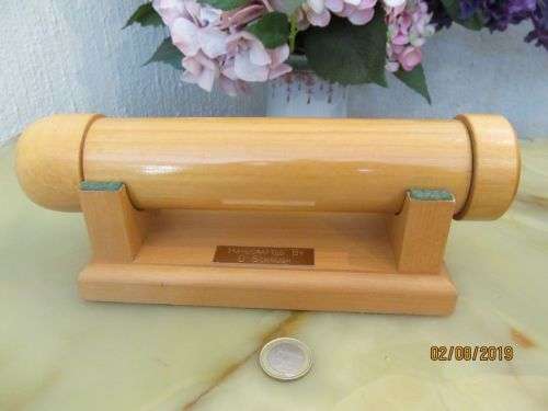 KALEIDO !! Rare Vintage Handcrafted Bobbin Kaleidoscope with Stand - (Polished Beechwood ?)