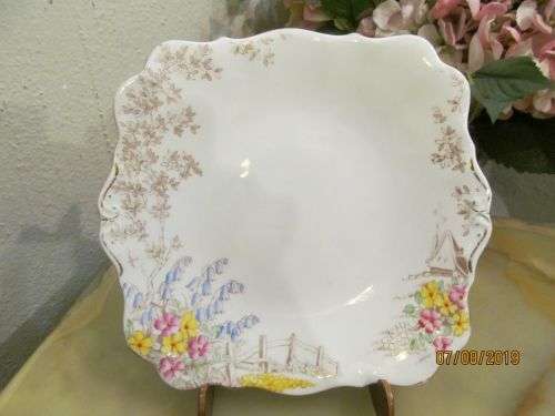 BELL CHINA !! Vintage 1936-66 Shore & Coggins Bell China Pastry Plate with Handles