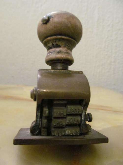 E.M RICHFORDS !! Rare Vintage E.M Richfords Brass, Wood and Rubber Date Stamp