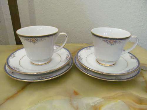WILLEN TRIOS !! Vintage 1980's Lot/Set of 2 Noritake Legendary Fine Porcelain Tea Trios