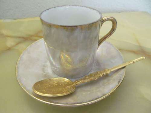 ROXY 4 !! Vintage 1940's Roxy China Fine Porcelain Grey Luster Ware Coffee Duo