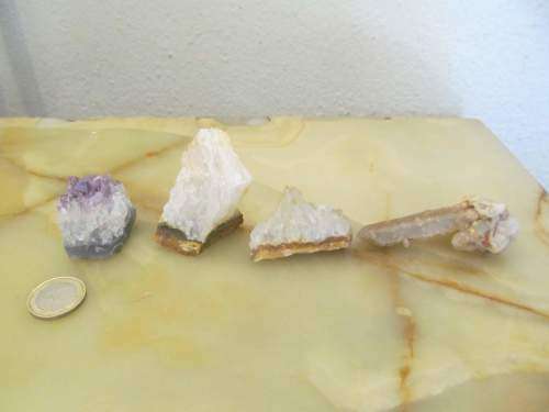 QUARTZ !! Vintage Lot of 4 Different Collectable Crystal Formations - 3 Quartz & 1 Amethyst