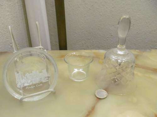 PENRHYN !! Vintage Lot of Cut Crystal Table Bell, Penrhyn Trinket Dish and Candle Holder