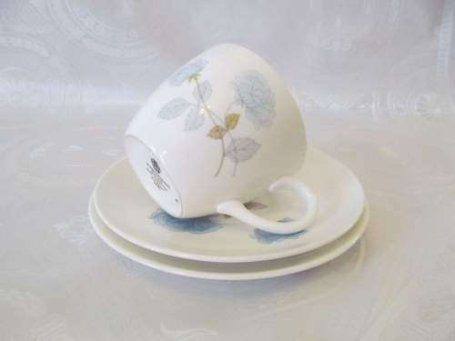 WEDGWOOD 5 !! Vintage 1960-1979 Pristine Condition Wedgwood Bone China "Ice Rose" Tea Trio