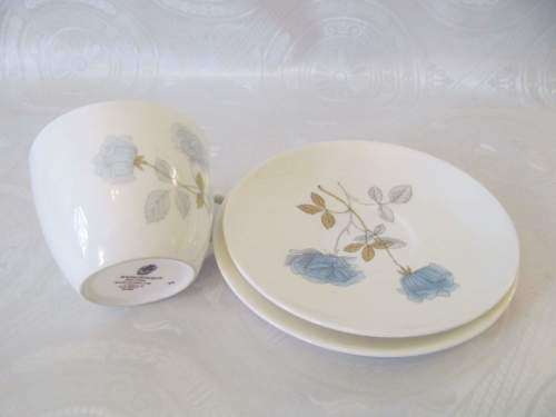 WEDGWOOD 5 !! Vintage 1960-1979 Pristine Condition Wedgwood Bone China "Ice Rose" Tea Trio