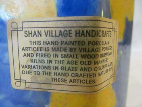 SHAN VILLAGE !! Vintage Hand Made and Decorated Glazed Shan Village Porcelain Vase/Container