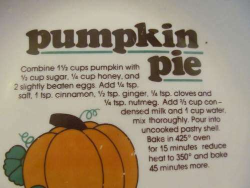 CLEMENS !! Vintage 1950-1960's Clemens Pottery Pumpkin Pie Recipe Ceramic Bowl