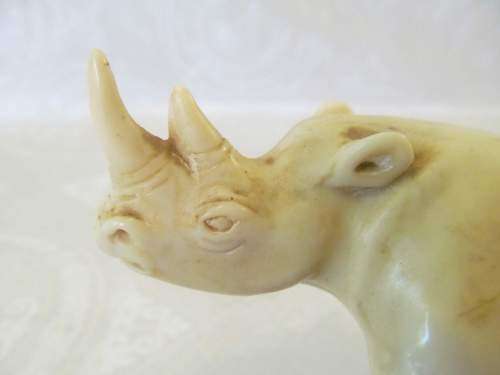 RHINO !! Vintage Polished Marbelite Rhinoceros Figurine - Signed