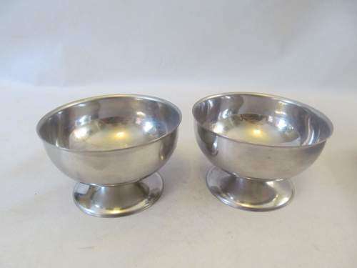 DESSERTS !! Vintage Lot of Two Stainless Dessert Trays each with 2 Dessert Bowls