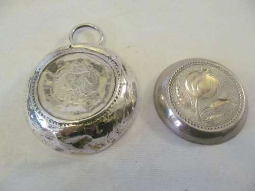 RARE SILVER !! Antique 1728 .917 Silver Wine Taster with Louis XV Coin & .830 Silver Dish