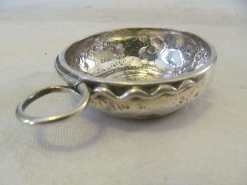 RARE SILVER !! Antique 1728 .917 Silver Wine Taster with Louis XV Coin & .830 Silver Dish