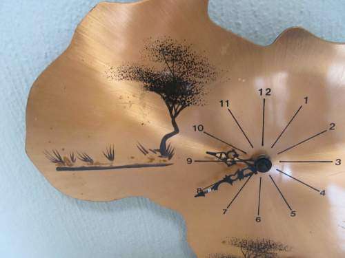 EMES !! Vintage Africa Shaped German Emes Quartz Copper Wall Clock