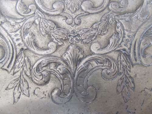 BACCHUS !! Rare Antique English Pewter Plate with Grand Baroque Patterning