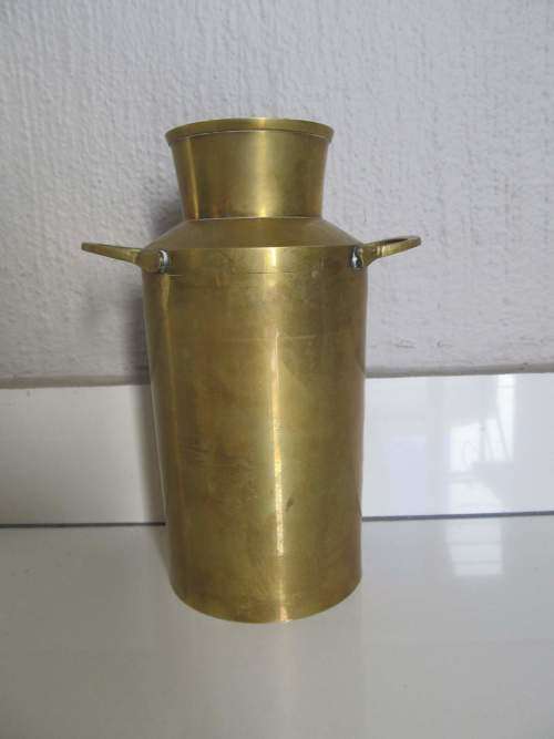 MILK CAN !! Vintage Solid Brass Milk Can with Brass Handles - 19cm Height