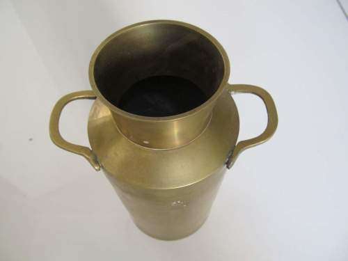 MILK CAN !! Vintage Solid Brass Milk Can with Brass Handles - 19cm Height