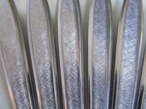 EETRITE !! Vintage Lot/Set of Six Eetrite Stainless Dinner Forks - Peeress Handle Design