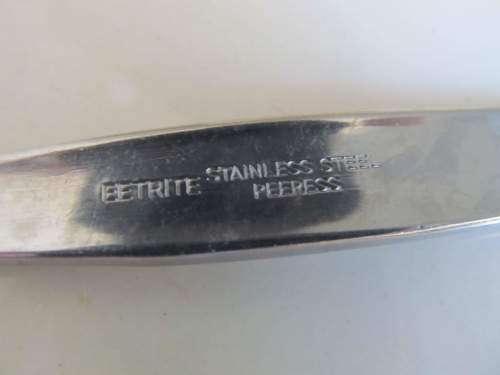 EETRITE !! Vintage Lot/Set of Six Eetrite Stainless Dinner Spoons - Peeress Handle Design