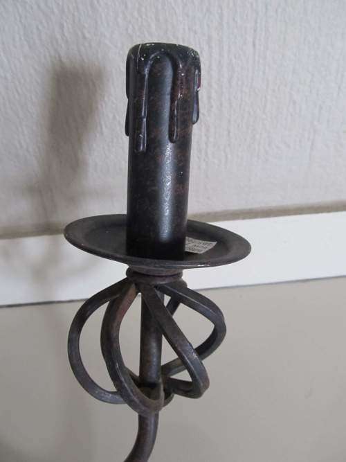 WROUGHT IRON !! Vintage 5-Arm Wrought Iron and Metal Electric Chandelier