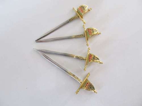TOLEDO !! Vintage Lot of 6 Spanish Toledo Hand Made Cocktail Swords and 1 Other
