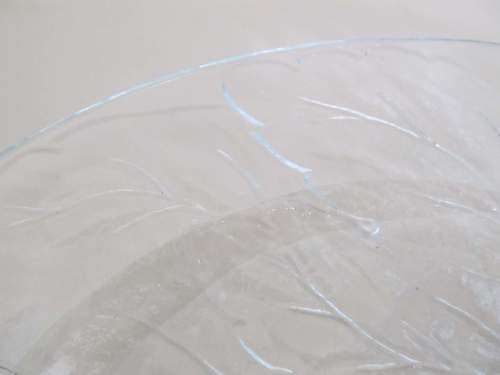 BERRIES !! Large Vintage Glass Cake Plate with Embossed Berries and Leaf Patterning