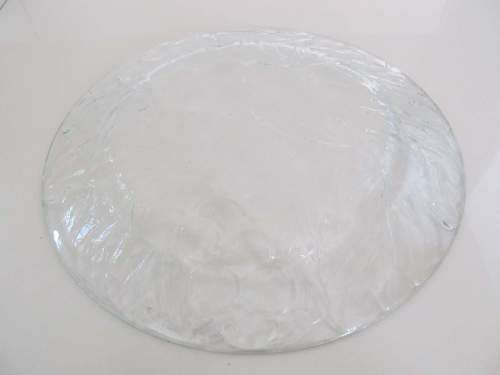 BERRIES !! Large Vintage Glass Cake Plate with Embossed Berries and Leaf Patterning