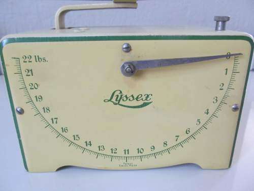 LYSSEX !! Rare Vintage 1930`s Lyssex Swiss Metal 10kg Metric Kitchen Scale