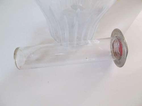 PITCHER !! Large Vintage Cut Glass Pitcher with Gold Metal Lid and Ice Flute