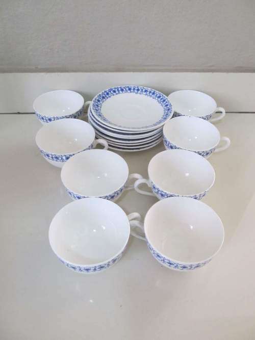 GUSTAVSBERG !! Rare Vintage 1950-60`s Lot/Set of 8 Swedish Fine Porcelain Tea Duos