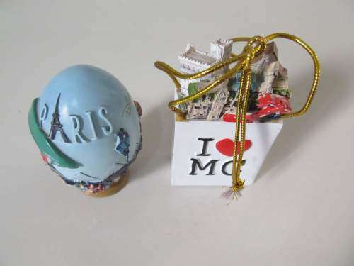 DISNEY + !! Vintage Lot of 1 Rare Disney Paris Egg and 1 Monaco Bag Ornament