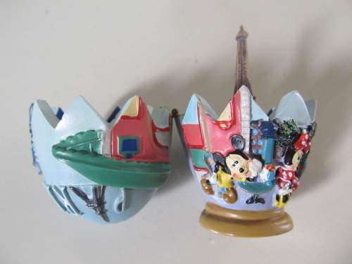 DISNEY + !! Vintage Lot of 1 Rare Disney Paris Egg and 1 Monaco Bag Ornament