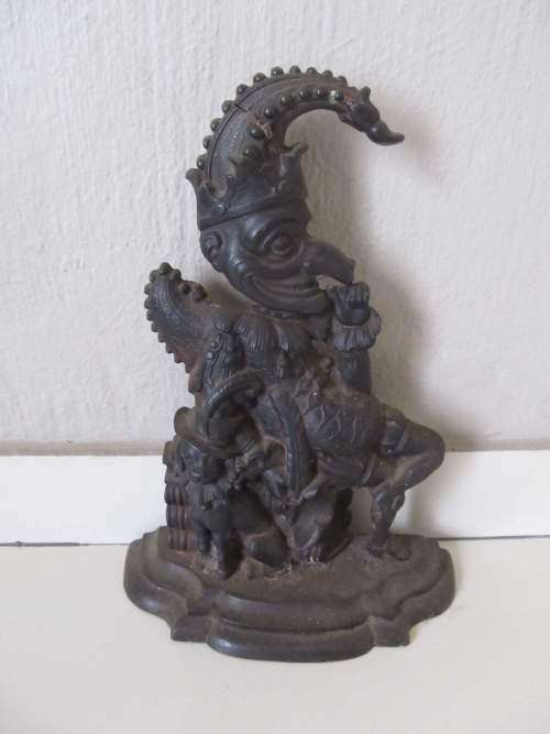 PUNCH !! Vintage Cast Metal `Punch` Door Stopper (from Punch and Judy)