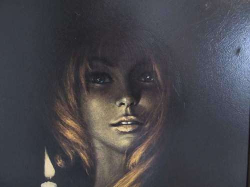 S.PEARSON !! Framed Vintage 1960-1970`s Hand Varnished  (Oleograph) `Girl by Candlelight`