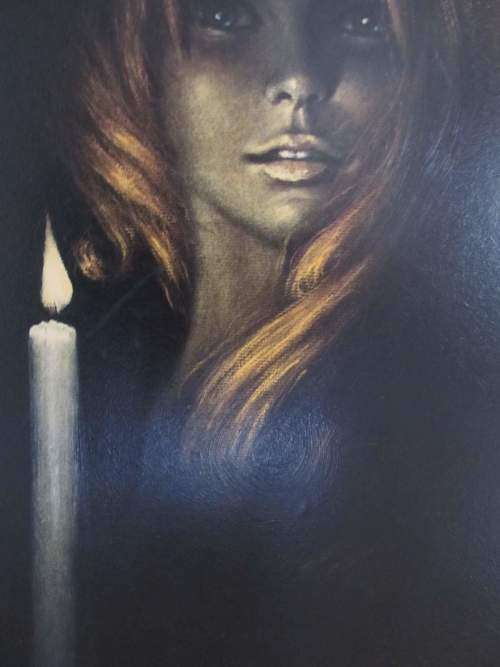 S.PEARSON !! Framed Vintage 1960-1970`s Hand Varnished  (Oleograph) `Girl by Candlelight`