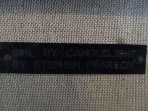 S.PEARSON !! Framed Vintage 1960-1970`s Hand Varnished  (Oleograph) `Girl by Candlelight`