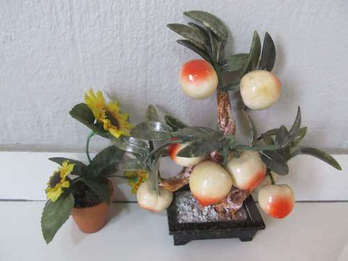 ORNAMENTS !! Vintage Lot of Two Differnent Ornaments - Sunflowers and Fruits